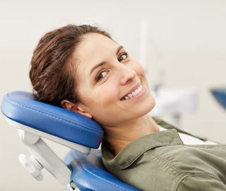 woman smiling in dental chair